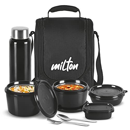 Set With Steel Cutlery 3+1 Container Spoon & Bag...open Box