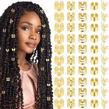 50 Pcs Dreadlock Beads Locs Hair Jewelry Adjustable Hair Cuffs for Braids