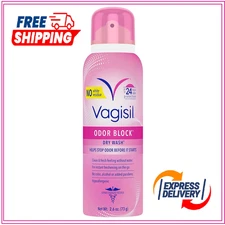Vagisil Odor Block Dry Wash Spray for Feminine Hygiene, Hypoallergenic, 2.6 Oz