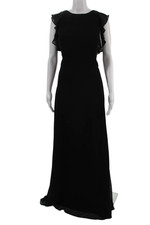 Hayley Paige Women Maxi Dress Black Round Neck Hook & Eye Full Length Size 14