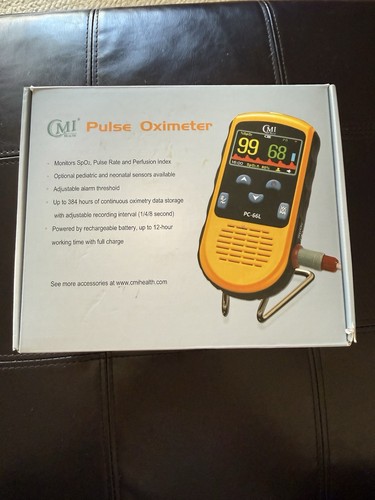 CMI Health Battery Powered Pulse Oximeter PC-66H Continuous Monitoring Alarm