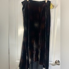 y2k vtg 90s Velvet Burgundy Black Silk Blen Maxi Skirt size 16 Whimsigoth Grunge