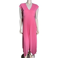 ASOS Maternity Pink Pleated Maxi Dress VNeck Cap Sleeve Size 6