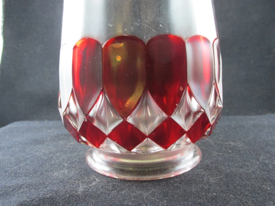 EAPG RUBY STAINED CLEAR GLASS CELERY VASE VICTORIA PIONEER GREENSBURG NATIONAL - Image 2 of 4