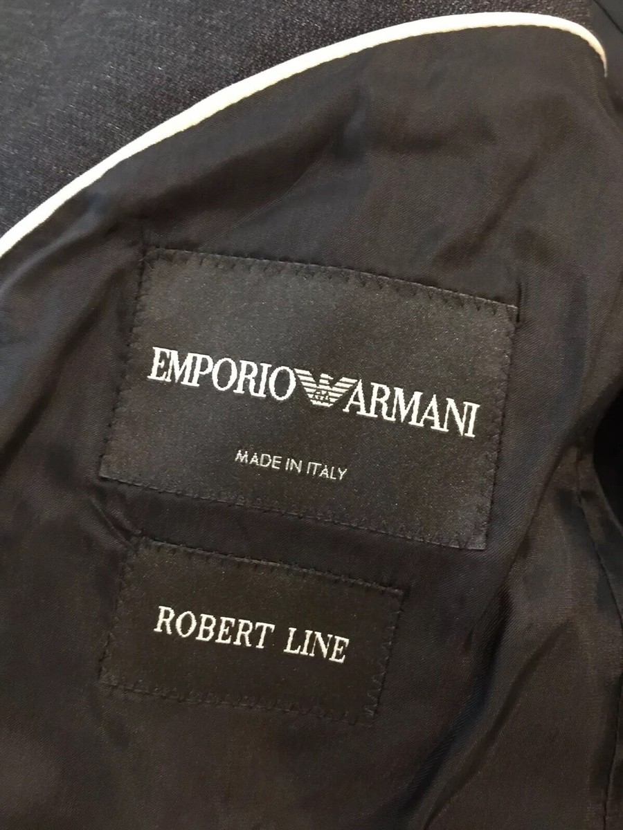 NWT Emporio Armani Robert Line Slim Cotton Silk Peak Double NWT Emporio Armani Robert Line Slim Cotton Silk Peak Double