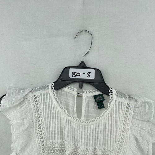 Wild Fable Dress Women's Sz XS White Ruffle Apron Front Tiered Elastic Waist - 第 10/10 張圖片