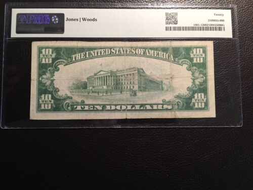 10.00 1929 national bank note BUTTE Nebraska PMG VF small hole not mention - Picture 3 of 3