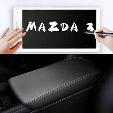 Central Storage Box Armrest Cover Pad For Mazda 3 2020-2025 Faux Leather Black