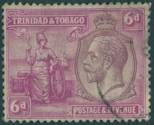 Trinidad & Tobago 1922 SG225 6d purple and mauve KGV Britannia FU