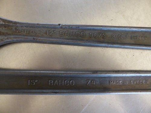 2 X Vintage Bahco 12" & 15" Shifter Adjustable Wrench Spanner Made In Sweden - Picture 2 of 6