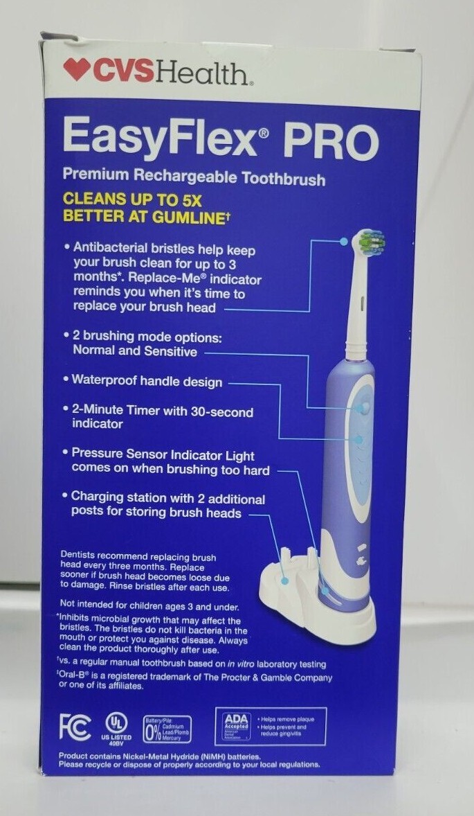 PREMIUM RECHARGEABLE TOOTHBRUSH EASY FLEX PRO CVS HEALTH eBay