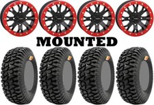Kit 4 Ivan IRONMAN Stewart 32x9.5-14 on SB-4 Beadlock Matte Black Red Nar HP1K