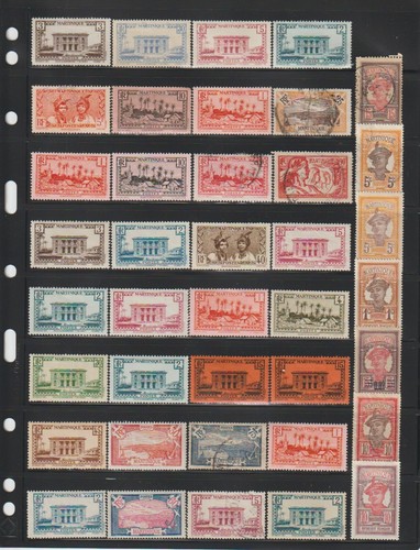 Europe - Older Stamps From French Colony Martinique on Two Sided Card.
