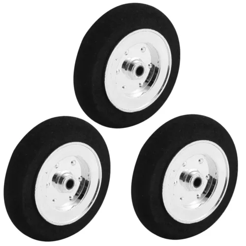 3pcs RC Airplane Spare Parts Plastic Hub Sponge Spoke Wheel Tire 45x9mm