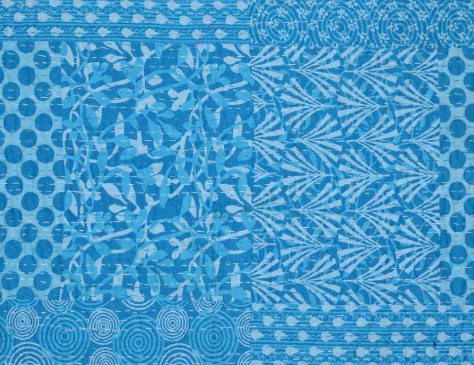 Queen Bedcover Handmade Bed Sheet Indian Gudari coverlet Cotton Throw Bedspread - Image 2 of 4