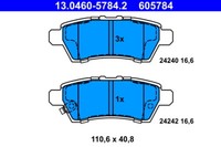 ATE 13.0460-5784.2 Bremsbelagsatz, Scheibenbremse Hinterachse FÜR Nissan