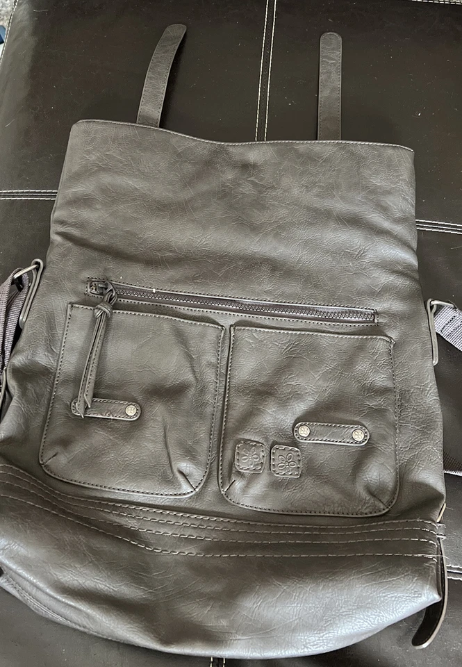 Bolsa carteiro Sherpani Petra feminina grande cinza conversível - Imagem 3 de 4