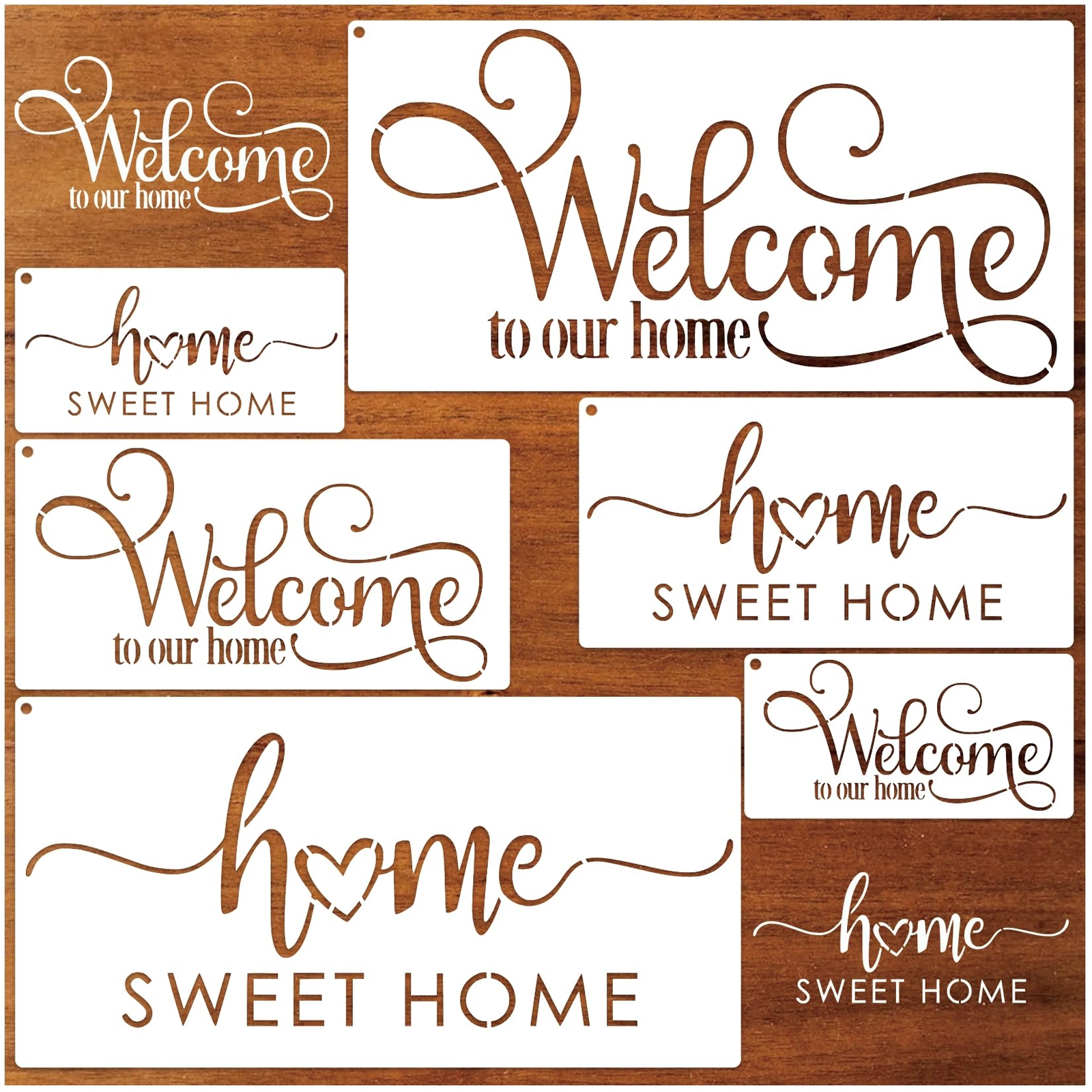6 Pieces Welcome Stencils for Painting on Wood Family Doormat Stencils Welcom...