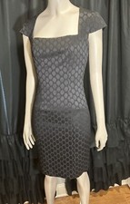 Nine West Dress Womens 2 Black Textured Fabric Back Zip Cap Sleeve Lined Fitted