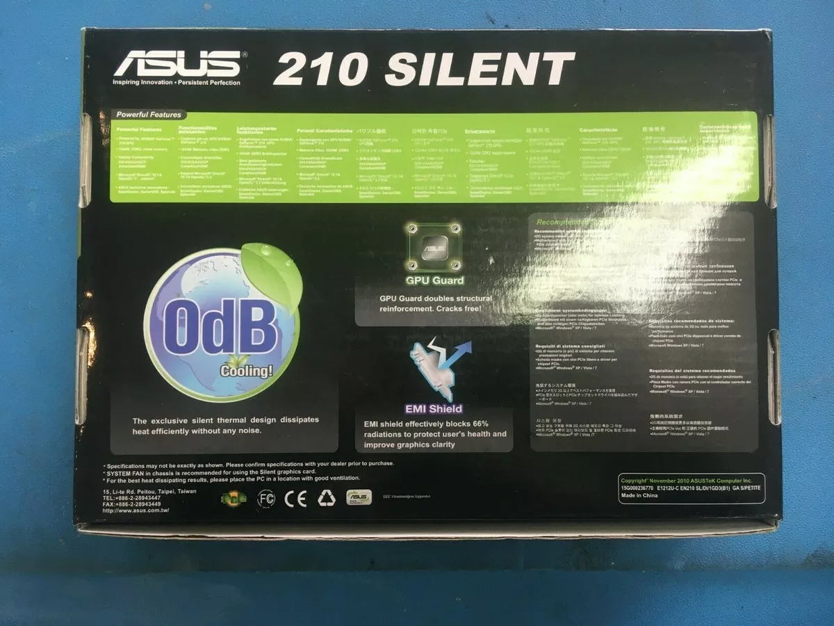 ASUS NVIDIA GeForce 210 EN210 SILENT DI 512MD2 LP 512 MB DDR2 SDRAM PCI Expre