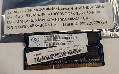 Nanya  4GB  Laptop Memory Module  P/N: NT4GC64B8HB0NS-CG  for sale.