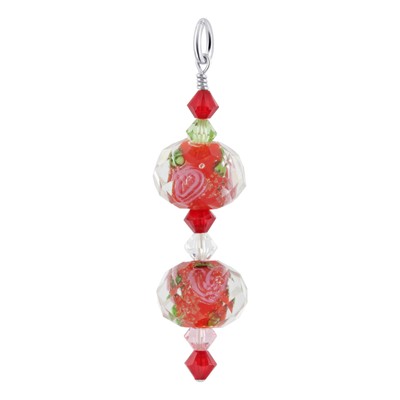 Blown Glass and Austrian Crystal 925 Sterling Silver Pendant