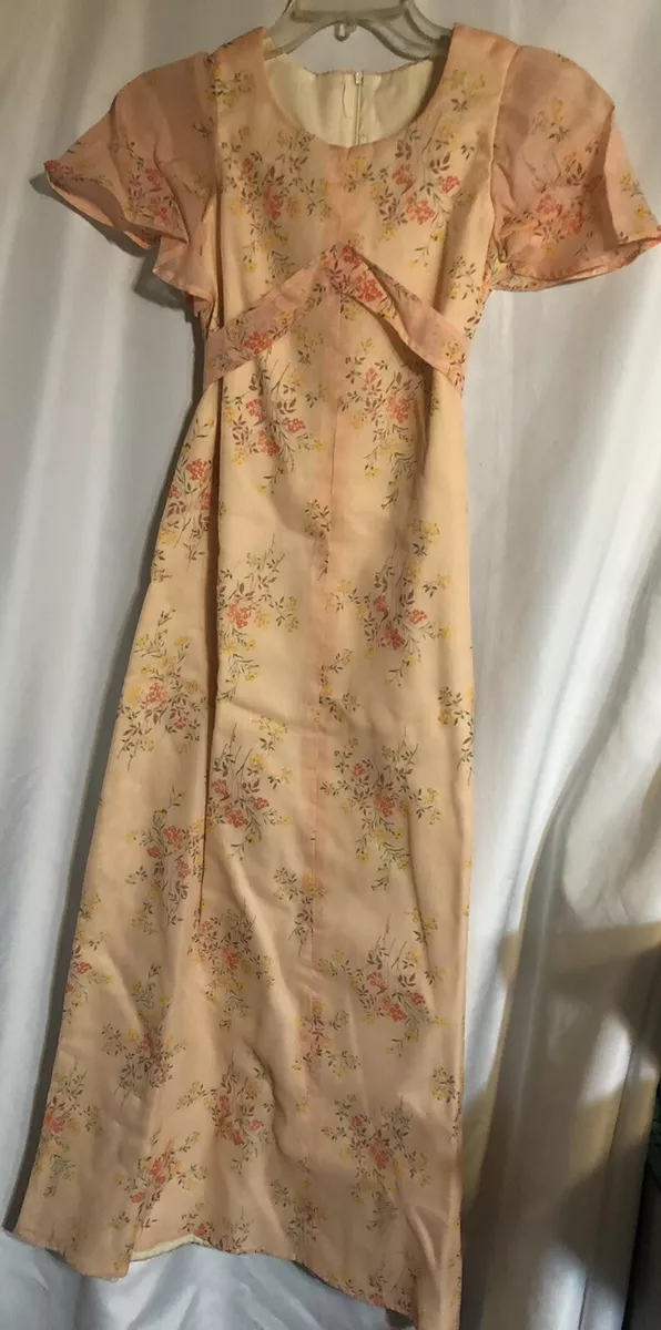 Two Vintage Sylvia Ann Easter Dresses Mother Daughter White Orange Floral Ruffle