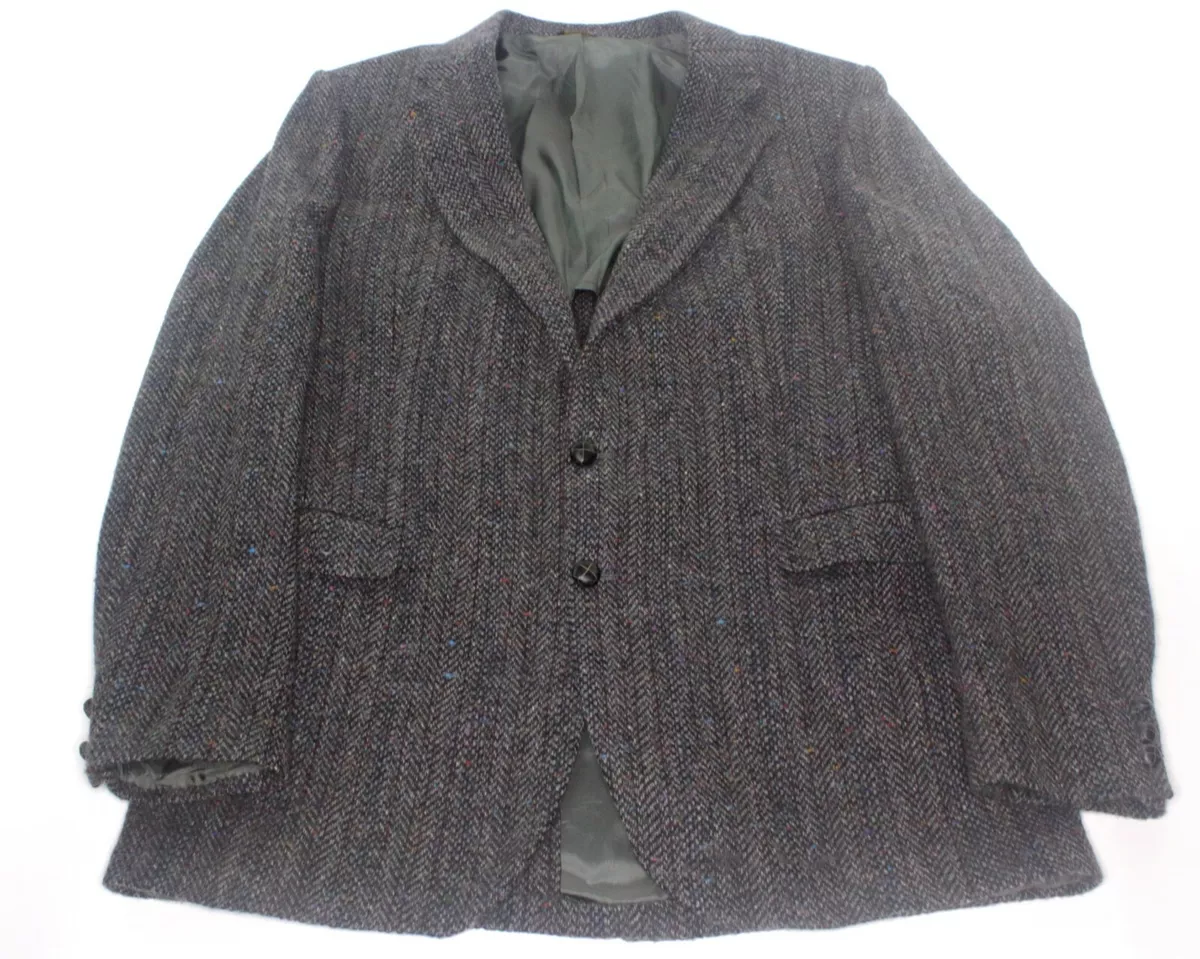 Milnburn Tweed Blazer Coat Jacket Herringbone Coattails King Size 44L Long Tall
