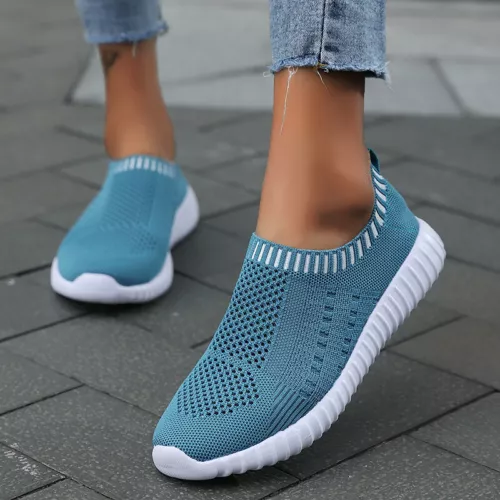 Women Fitness Walking Shoes Ladies Slip On Trainer Flat Casual Gym Sock SneakerT - Picture 15 of 24