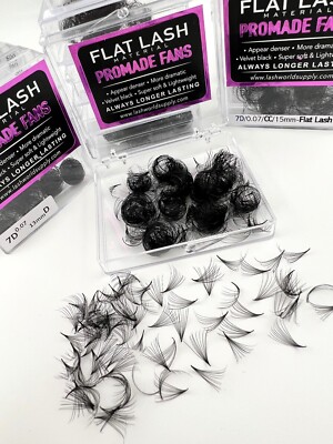 Pre Made Russian Mega Volume Fans 8D 0.07 Super Black Pointy Stem Flat Lash.