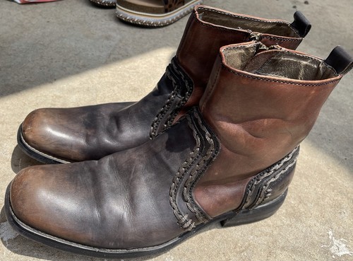Unisex Brown Leather Boots Size 
