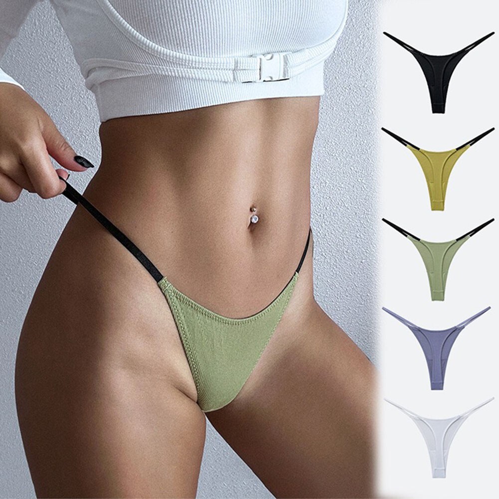 1PC Threaded Cotton Women Sexy T-Pants Thin Straps Comfortable Breathable-Thong