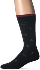J.M. Dickens Mens Dress Socks 10-13 Fashion Pima Cotton Fleur-de-lis Black