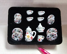 Miniature Colorful Floral Ceramic Tea Set for Four: DOLLHOUSE 1:10 Scale?