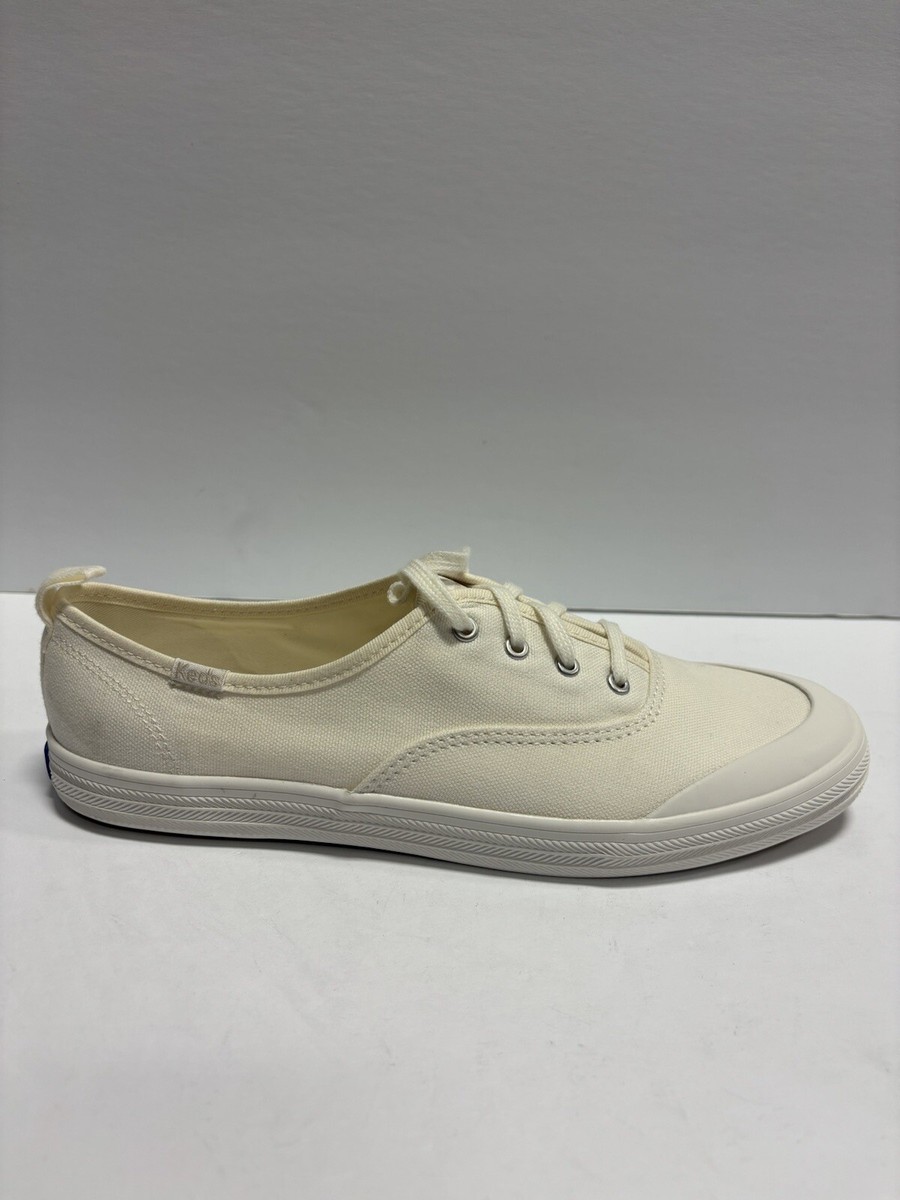 Keds Women's Champion Toe Cap Canvas White Sneakers, Size 8