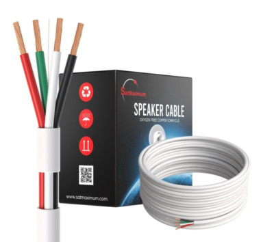 100FT Speaker Cable 16AWG 16/4 CL3 In-Wall Oxygen Free Copper Indoor Bulk Wire