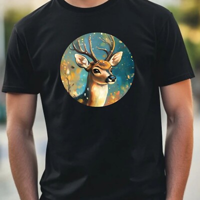Herren T-Shirt Reh Porträt Motiv Baumwolle GrößeXS bis 5XL