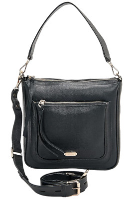 LODIS North/South Zip-Top Leather Messenger Payton Black