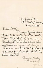 Antique 1903 Handwritten Letter From Leeland Jones Book Request From St. Paul MN