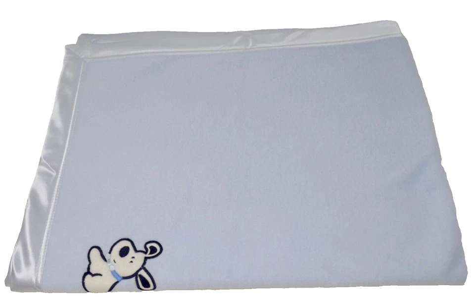 Manta Bebé Wamsutta 31x40" Azul con Borde Satinado y Perros Foto 3 de 4