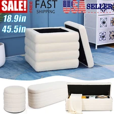 Storage Ottoman Upholstered End of Bed Living Room & Bedroom Footstool Entryway
