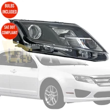 For 2010-2012 Ford Fusion Passenger Side Headlight with BULBs (Black Housing) RH