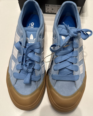 Adidas COURT TNS PREMIERE RT Men 7/Women 8 JQ1041 Lt Blue & White Skateboard New