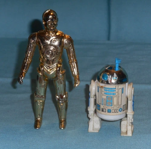 vintage STAR WARS See-Threepio C-3PO + Artoo-Detoo R2-D2 lot FREE SHIP