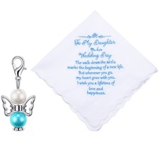 Tegeme 2 Pcs Brides Wedding Handkerchief Something for Daughter Blue Color Gift