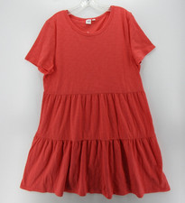 Gap Dress Women Large Pink Coral Babydoll Tiered Pullover Scoop Neck Knit NEW