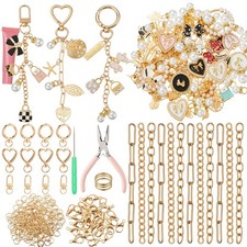 457 Pcs Charms Lip Gloss Keychain Making Kit, DIY Craft with Charms, Key Chai...