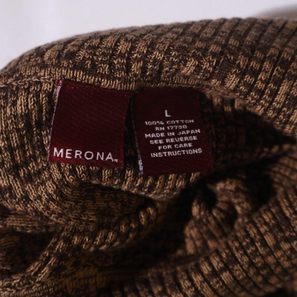 Women's Long Sleeve Brown Tones Pullover Turtleneck Sweater Cotton Size Large - Image 3 of 4