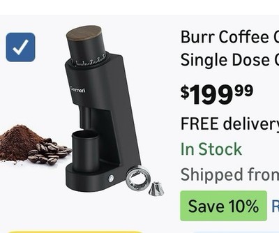 Burr Coffee Grinder,Wirsh Electric Single Dose Geimori GU38, 38mm 6-Core Conical
