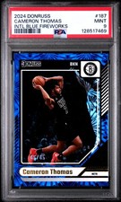 2024 PANINI DONRUSS INTERNATIONAL BLUE FIREWORKS #187 CAMERON THOMAS 66/85 PSA 9